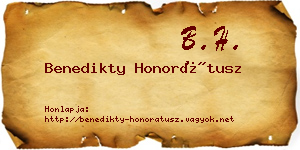 Benedikty Honorátusz névjegykártya